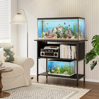 APPOLYN 40-50 Gal 3-Tier Aquarium Stand Fish Tank Stand, Black | 36.6"Lx18.9"Wx31.5"H, Heavy Duty Metal Frame, Turtle Reptile Terrarium Tank Stand, Living Room, Reception Room, Office - color: Black, size: 40-50 Gallon