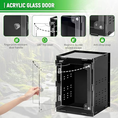 REPTVIVA5.5"x5.5"x7.9" Reptile Tank/Insect Habitat - 5-Sided Blackout Terrarium for Stress Reduction, Ideal for Jumping Spiders, Tarantulas, Snails, Geckos, Mantis, Small Reptiles & Nocturnal Pets