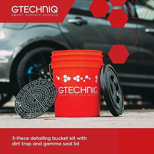 Gtechniq Bucket with Lid for Cleaning Car, 20L | Includes Dirt Trap and Screw-Top Airtight Lid