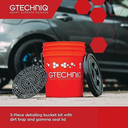 Gtechniq Bucket with Lid for Cleaning Car, 20L | Includes Dirt Trap and Screw-Top Airtight Lid