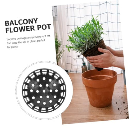 Balacoo 10pcs Orchid Pot Hydrophobic Cover Plant Pot Grid Succulent Pot Hole Mesh Pad Drainage Mesh Hole Screens Pots for Plants Flowerpot Pad Planter Mats Large Plastic Succulent Bowl, Black