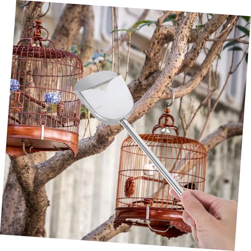 Stainless Steel Bird Poop Scooper with Adjustable Handle Versatile Cleaning Tool for Chicken Coop Bird Cage and Reptile Litter Durable Easy to Maintain