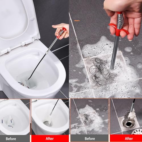 Sewer Cleaning Hook & No Need for Chemicals,Portrayi Sewer Cleaning Hook,Sewer Cleaning Hook Drain Clog Remover,Toilet Snake Clog Remover,Flexible Grabber Claw Long Drain Snake (63in) - color: 63in