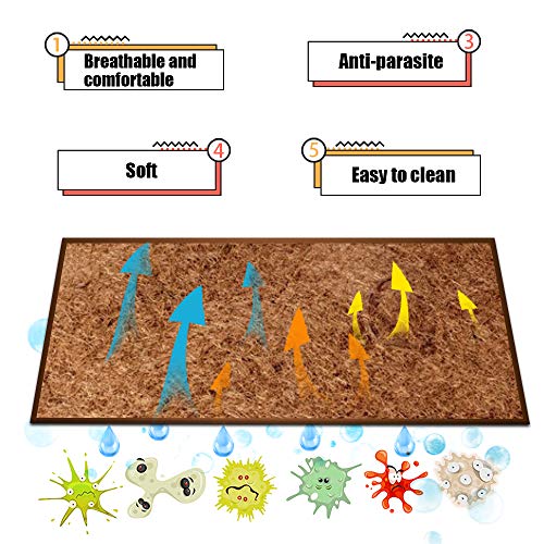 1 Pcs Reptile Carpet - 15.7" x 39.4" Natural Coconut Fiber Mat for Tortoise Bedding, Pet Terrarium Liner for Lizard, Turtle, Snake, Bearded Dragon, Gecko