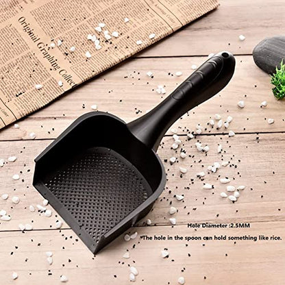Cat Litter Scoop,Kitty Pet Shovel Scoop Reptile Terrarium Bedding Litter Cleaner Scoop For Cat Tortoise Snake,Hole:2.5mm Suitable For Very Fine Cat Litter - color: Black