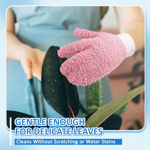 MIG4U Microfiber Dusting Gloves House Cleaning Glove for Blinds, Windows, Shutters, Furniture, and Car, Reusable Lint-Free Pink 2 Pairs S/M - color: Pink Mitten + Gloves, size: Small-Medium