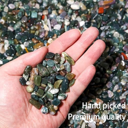 Moss Agate Chips Bulk 1lb, 1200+ Pieces, 5-8mm Natural Gemstones - color: Moss Agate, size: 1LB