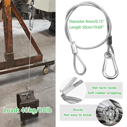 Mad Owl Safety Rope Fixing Device, Stage Light Safety Cable,Transparent Rope Head Truss Accessories Clamp Hook, 0.15 inches Diameter, 19.6inches Length, (Pack of 10 White) - size: 10P 4mm/0.157"-50cm/19.69"