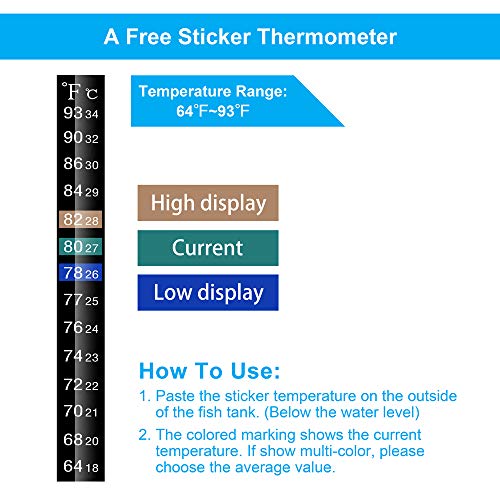 DaToo Mini Aquarium Heater 25W Small Fish Tank Heater 25 Watt with Free Thermometer Sticker - size: 25W