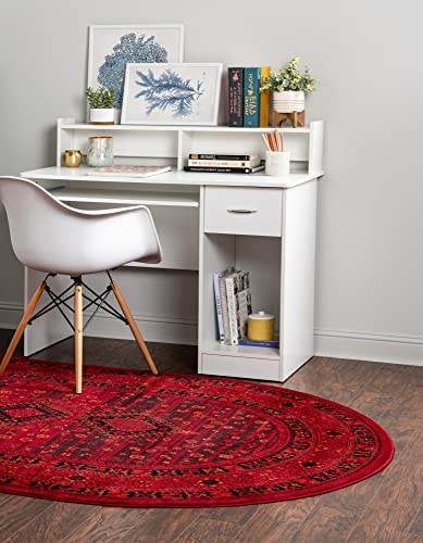 Unique Loom Tekke Collection Area Rug - Sheibani (5' 3" x 8' Oval, Red/ Black) - size: 5'3" x 8' (Oval)