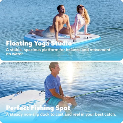 SLOOSH Inflatable Floating Dock, Inflatable Dock Floating Platform, Portable Air Dock Platform Fit for Pool, Lake, Beach with Non-Slip Surface - size: 6Ft X 5Ft