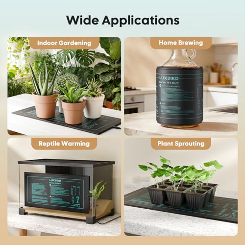 LUXBIRD 2026 Upgraded Seedling Heat Mat, 6 Pack 10"x20.75" UL & MET Certified Warm Hydroponic Heating Pad for Hydroponic Germination, Indoor Gardening & Greenhouse - size: 6 Pack-2026 Upgraded