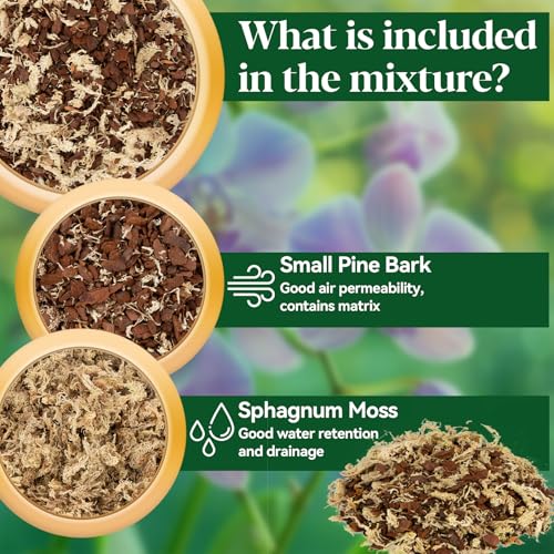 Sukh Orchid Potting Mix - 8.82 Oz Moss Bark Orchid Soil with Sphagnum Moss and Bark for Succulent, Carnivorous Plant, Monstera, Indoor Potting