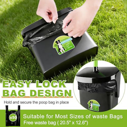 Pooper Scooper Swivel Bin & Rake with 50 Waste Bags, 38" Long Adjustable Handle Dog Poop Scooper for Yard Large Medium Small Dog, Easy to Clean Pet Waste Use on Grass, Dirt, Concrete or Gravel