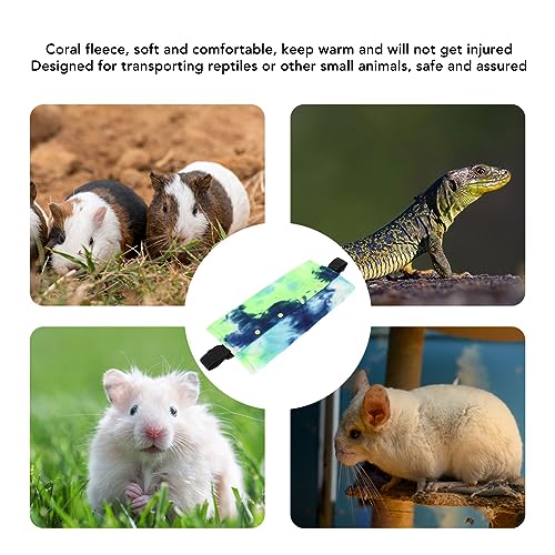 Reptile Sling Carrier, Soft Warm Bearded Dragon Lizard Pouch with Adjustable Strap, Blue Green, for Leopard Gecko Hamster Small Animals - color: Blue Green
