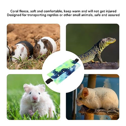 Reptile Sling Carrier, Soft Warm Bearded Dragon Lizard Pouch with Adjustable Strap, Blue Green, for Leopard Gecko Hamster Small Animals - color: Blue Green