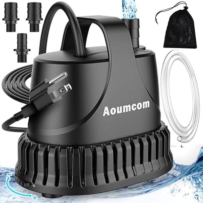 800GPH Submersible Water Pump, 40W Fountain Pump, Sump Pump, Pond Pump, 3000L/H Water Pump with 7ft Power Cord for Aquarium, Water Table, Waterfall, Fish Tank, Hydroponics - size: 40W-800GPH-NET