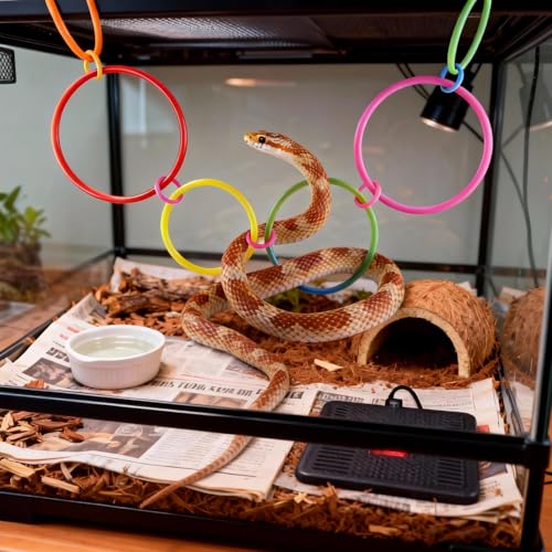 6-Ring Snake Climbing & Basking Hanging Hammock with Lounger Bed - Reptile Habitat Enrichment Accessories for Snake Ball Python Tank, Lizard, Gecko Tank Decor - size: Large