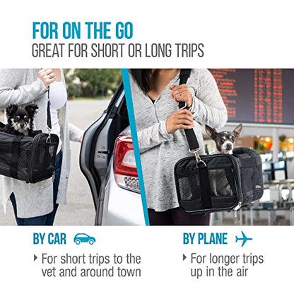 Sherpa Original Deluxe Travel Pet Carrier, Airline Approved & Guaranteed On Board - Black, Medium - size: 17.0"L x 11.0"W x 10.5"H