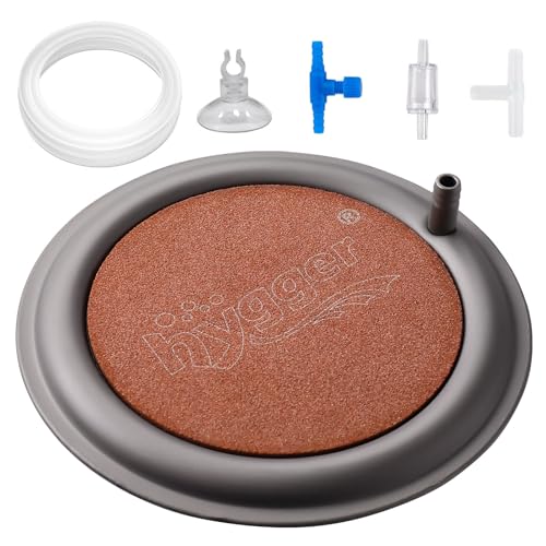 hygger Aquarium Air Stone, 4.1 Inch Nano Air Stone Makes Super Tiny Bubbles, Ultra Quiet Dissolved Oxygen Diffuser Small Airstone with Stainless Steel Base for Aquarium, Fish Tank & Hydroponic, Round - size: 4.1 Inch