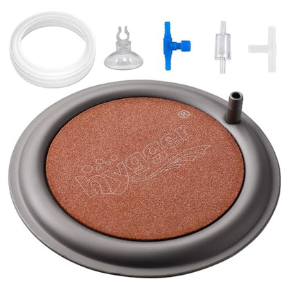 hygger Aquarium Air Stone, 4.1 Inch Nano Air Stone Makes Super Tiny Bubbles, Ultra Quiet Dissolved Oxygen Diffuser Small Airstone with Stainless Steel Base for Aquarium, Fish Tank & Hydroponic, Round - size: 4.1 Inch