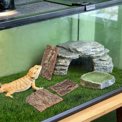 Lurrose 4Pcs Cork Bark Reptile Climbing Platform Terrarium Decor Natural Tree Bark Hide for Snakes Lizards Geckos Small Pets