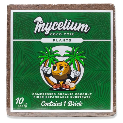 Mycelium Coco Coir Brick I Expandable Organic Coconut Fiber Substrate I Plants Potting Soil Mix for Indoor & Outdoor Gardening, Succulents & Cactus I OMRI Certified & Non-GMO Soil Alternative, 10lbs - style: Indoor Plants