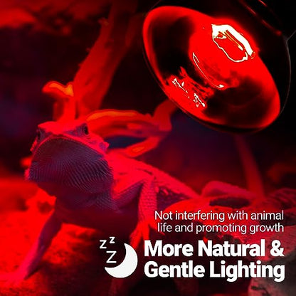 REPTI ZOO Reptile 50W Infrared Heat Lamp Bulb,2 Pack Infrared Basking Spot Light for Reptiles & Amphibian,Bearded Dragon,Leopard Gecko,Turtle,Lizard,Chickens | Pet Brooders Night Heat Lamp - style: 50W/Infrared Lamp