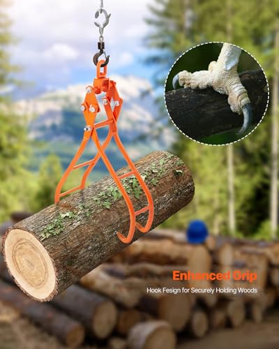 VEVOR Timber Claw Hook, 28 inch 4 Claw Log Grapple Logging Tongs, Swivel Steel Log Lifting Tongs 31" Max Opening, Eagle Claws with 2205LBS/1000kg Loading Capacity for Tractors, ATVs, Trucks, Forklifts - style: 28in-Swivel