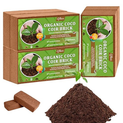 Riare 6pcs Organic Coco Coir Bricks, Natural Coconut Coir for Plants | High Expansion & Moisture Retention Coconut Husk Fiber for Seed Starting, Potting Mix, Composting, Soil Amendment & Reptiles - color: Pack of 6