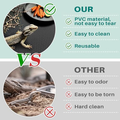 MAQIHAN Reptile Mat for Bearded Dragon Tanks - 6.5 FT Bearded Dragon Carpet | Black Terrarium Liner, Reptile Flooring, Tank Substrate for Leopard Geckos, Snakes, Tortoises and Lizards