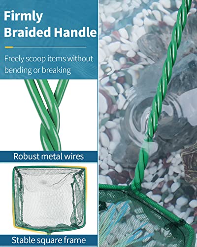 Pawfly Aquarium Fish Net with Braided Metal Handle Square Net with Soft Fine Mesh Sludge Food Residue Wastes Skimming Cleaning Net for Fish Tanks Small Koi Ponds and Pools - style: 4 Inch