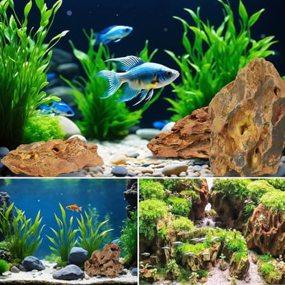 VOKOY 2.5lb Natural Dragon Stones, Aquarium Rocks Decoration Aquascaping Stone Landscaping Model for Fish Tank Decor Terrariums Paludariums Reptile Enclosures Gardens, 2-4 inches