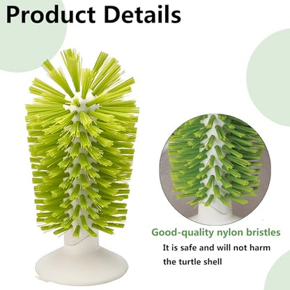 Turtle Brush with Suction Cup-Tortoise Shell Cleaner&Scratch Tool for Turtle Tanks-Aquatic Turtle Tank Accessories(3Pcs)