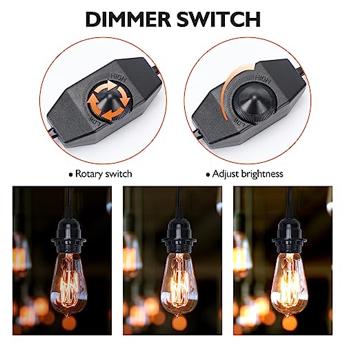 Heater Lamp Base,Heat Lamp Holder 4.75ft Hanging Lantern Pendant Light Lamp Cord Cable E26/E27 Socket (Double Lamp Base) - style: Double Lamp Base