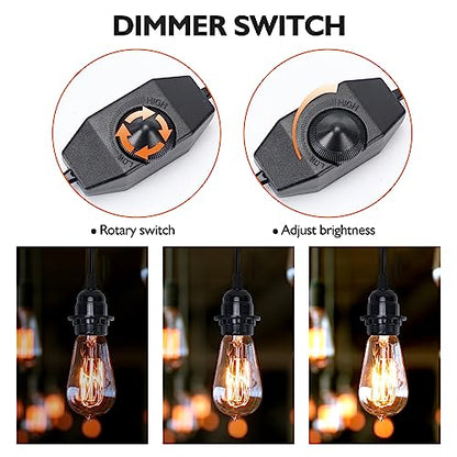 Heater Lamp Base,Heat Lamp Holder 4.75ft Hanging Lantern Pendant Light Lamp Cord Cable E26/E27 Socket (Double Lamp Base) - style: Double Lamp Base
