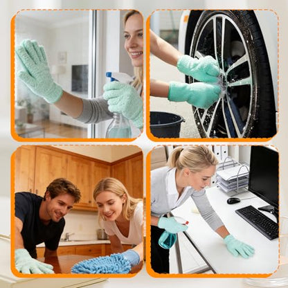 3 Pcs Microfiber Dusting Mitt Gloves for Plants Microfiber Gloves Washable Dusting Glove Dustings Cleaning Glove for House Cleaning Furniture Car Washing
