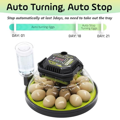 Egg Incubators for Hatching Eggs, Temperature Humidity Control | Automatic Egg Turning, Atomizer Humidification, Built-in Egg Candler, incubating chicken/duck/goose/quail/parrot eggs - size: 18 Egg
