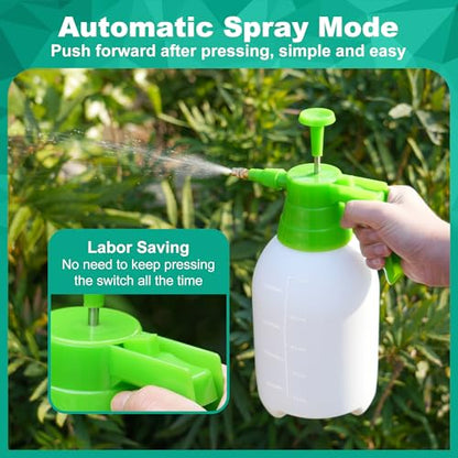 MaxWorks 51021 Hand Pump Sprayer Bottle 2L 0.5 Gal for Garden Indoor Outdoor Home with Adjustable Brass Nozzle of Mist Setting with Lock Switch - size: 2 Liters / Short Nozzle