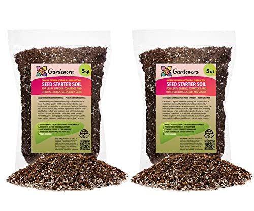 Premium Organic Seed Starter Soil - 10 Quart - All-Purpose Organic Potting Soil for Happy Seedlings and Plants by Gardenera (2 Bags of 5 Quart) - size: 10 Quart Bag, style: #2 SEED STARTER MIX