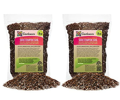 Premium Organic Seed Starter Soil - 10 Quart - All-Purpose Organic Potting Soil for Happy Seedlings and Plants by Gardenera (2 Bags of 5 Quart) - size: 10 Quart Bag, style: #2 SEED STARTER MIX