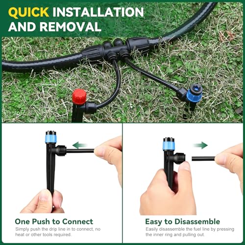 Drip Irrigation System for Garden, 2026-Upgraded Quick Connect Garden Watering Kit All-in-One with 1/2 inch 1/4 inch Irrigation Tubing for Garden, Lawn, Greenhouse, Raised Beds (126FT) - size: 26FT Main tube+100FT 1/4" tube