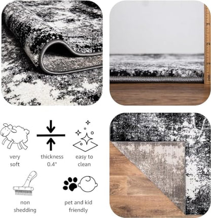 Keen Home Design Throw Rugs - 24"x36" Non-Shedding, Thick Pile Abstract Rugs for Kitchen, Living Room, Bedroom, Dining Room, Entryway - Size: 2' x 3', Abstract Black - color: Abstract Black, size: 2' x 3' (Rectangular)