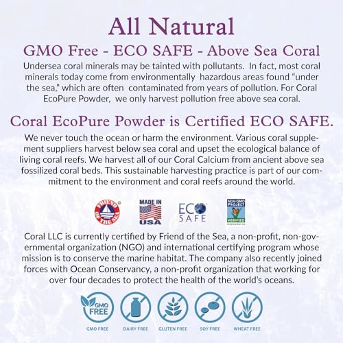 Coral Calcium Powder, Ecopure Calcium Supplement, 16 Ounces | Ancient Seabed Coral Calcium Powder; Supports Bone Health; 72+ Trace Minerals; Easy to Mix Powder; manufactured in the USA - size: 16 Ounce (Pack of 1)