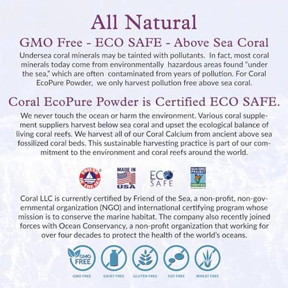 Coral Calcium Powder, Ecopure Calcium Supplement, 16 Ounces | Ancient Seabed Coral Calcium Powder; Supports Bone Health; 72+ Trace Minerals; Easy to Mix Powder; manufactured in the USA - size: 16 Ounce (Pack of 1)