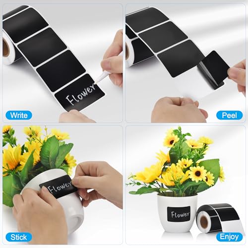 Chalkboard Labels - 300pcs Waterproof Reusable Blackboard Stickers with 2 Free Erasable White Chalk Marker, Mini Decorative Chalk Labels for Jars Containers Kitchen Home Pantry Office - style: 300 Wavy and Rectangle Shapes