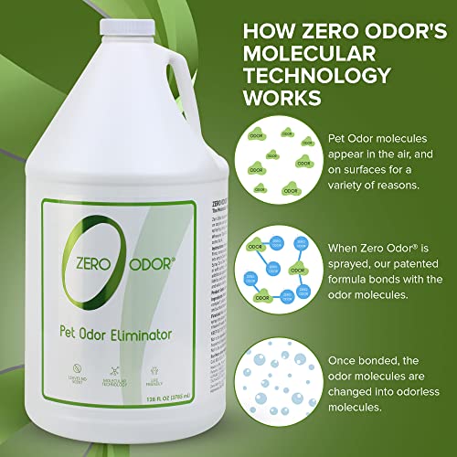 Zero Odor Pet Odor Eliminator Refill for Cat & Dog Urine, Carpet, 128 oz | Enzyme free, Urine Smell Eliminator for Pet Beds, Litter Areas & Furniture – No Lasting Scent, Sprayer not Included - size: 128 Fl Oz (Pack of 1)