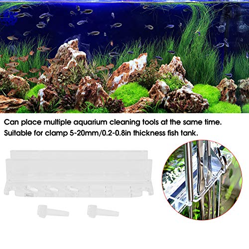 Acrylic Fish Tank Tweezer Organizer Storage Bracket Holder Transparent Durable Multi Tool Mount For Aquarium Cleaning Tools Scissors Tweezers Scrapers Clear Plastic 14.2x5.2cm