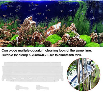 Acrylic Fish Tank Tweezer Organizer Storage Bracket Holder Transparent Durable Multi Tool Mount For Aquarium Cleaning Tools Scissors Tweezers Scrapers Clear Plastic 14.2x5.2cm