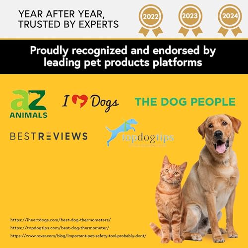 iProven Dog & Cat Thermometer for Fast and Accurate Fever Detection | Comfortable Flexible Tip, Waterproof Pet Thermometer, Quick Readings in 20 sec, Whelping and veterinary supply, DTK-117Y